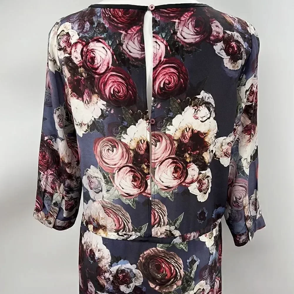 Club Monaco 3/4 sleeve floral print silk dress